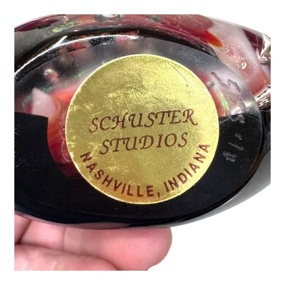 New Ron Schuster Md Dichroic Amber Flame Sculpture Studio Art Glass Paperweight - Picture 4 of 9